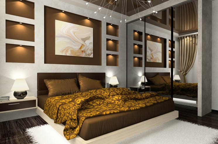 black and gold bedroom designs on Room And Other Inetrior    Interior Bedroom Gold Brown And Mirrior